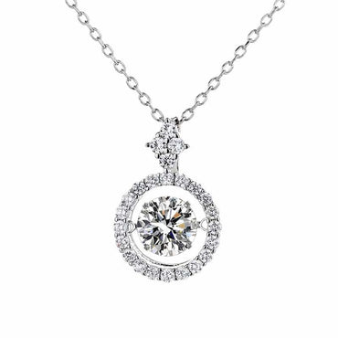 Romantic Shiny Round Rhombus Sterling Silver Moissanite Zircon Pendant Necklace In Bulk