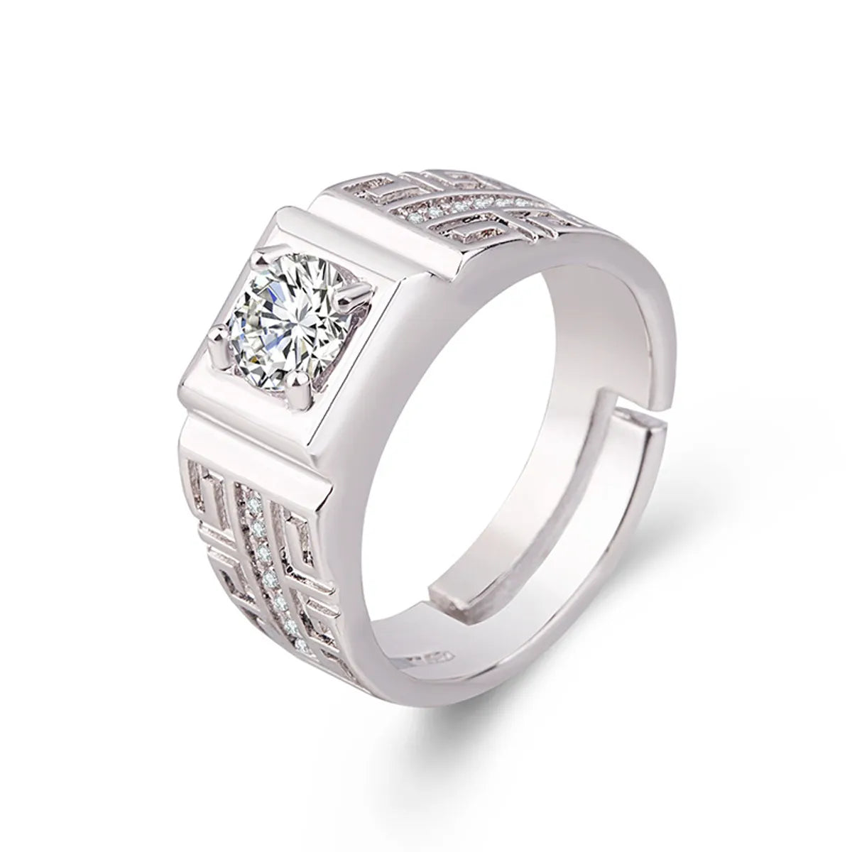 Romantic Shiny Round Square Copper Plating Inlay Zircon White Gold Plated Rings