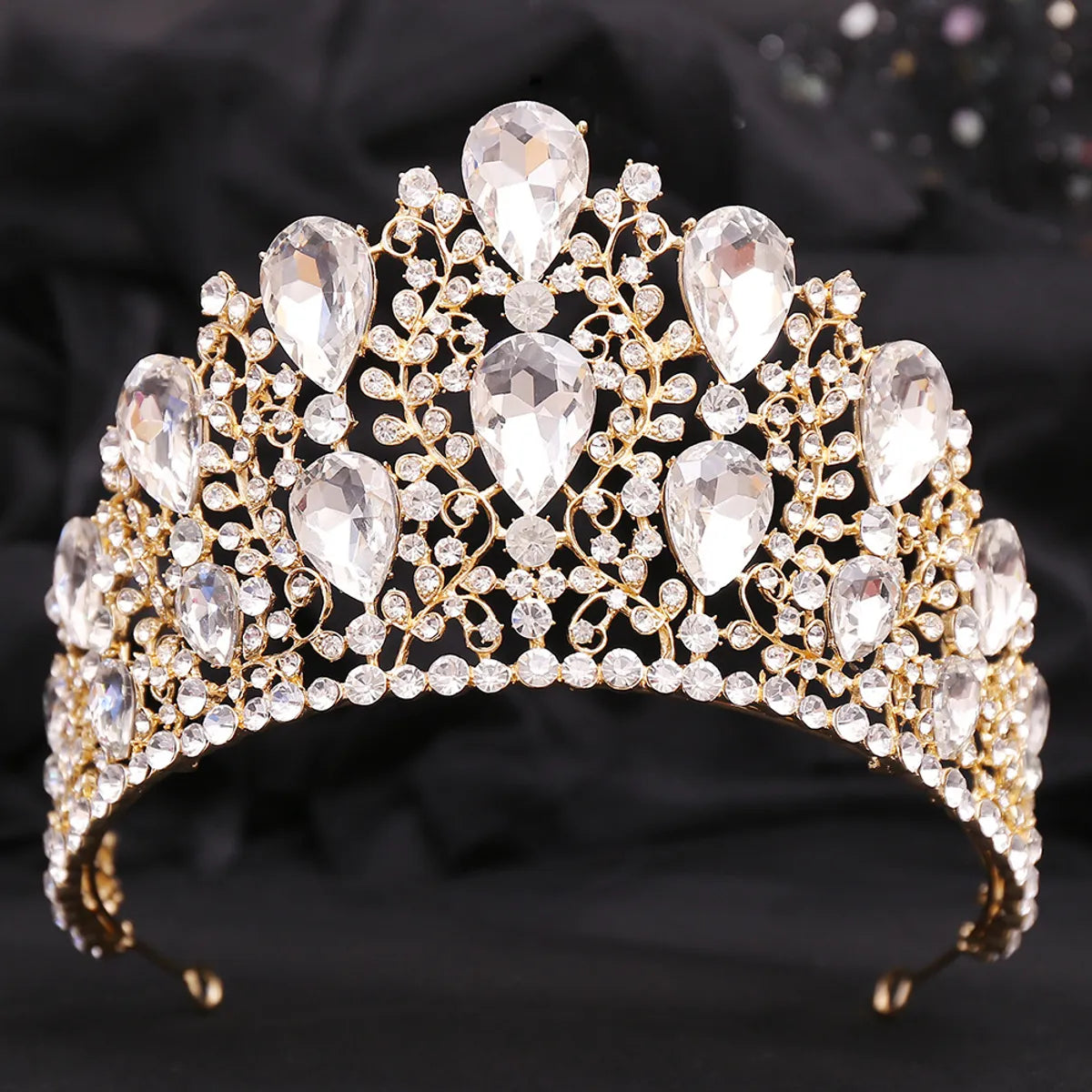 Romantic Shiny Water Droplets Crown Alloy Rhinestone Crown