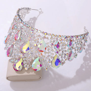 Romantic Shiny Water Droplets Crown Alloy Rhinestone Crown