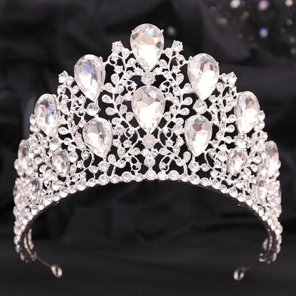 Romantic Shiny Water Droplets Crown Alloy Rhinestone Crown