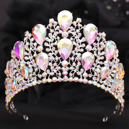 Romantic Shiny Water Droplets Crown Alloy Rhinestone Crown