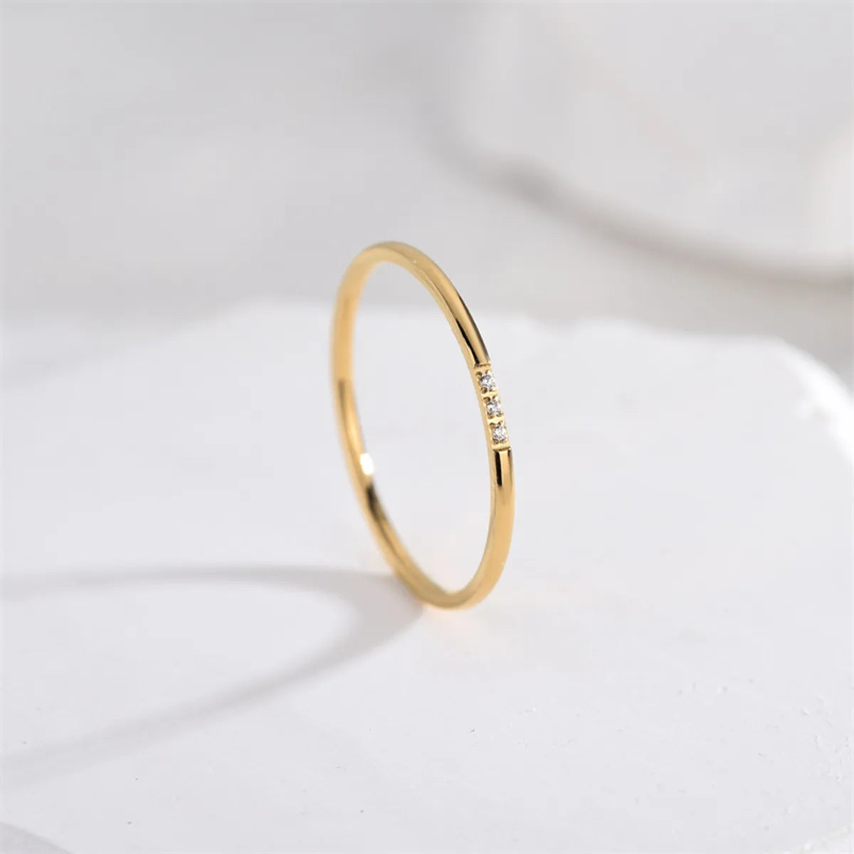 Wholesale Jewelry Romantic Simple Style Circle Titanium Steel Rhinestones 18K Gold Plated Polishing Plating Inlay Rings