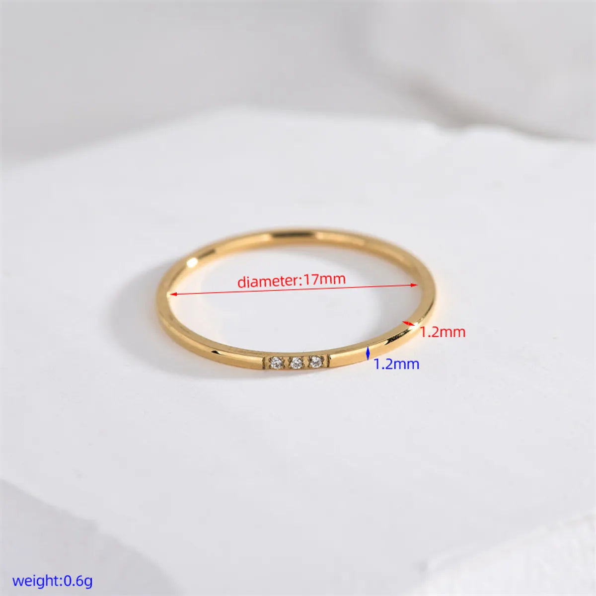 Wholesale Jewelry Romantic Simple Style Circle Titanium Steel Rhinestones 18K Gold Plated Polishing Plating Inlay Rings