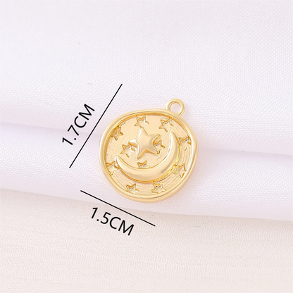 Romantic Simple Style Classic Style Round Star Moon 18K Gold Plated Copper Wholesale Jewelry Accessories