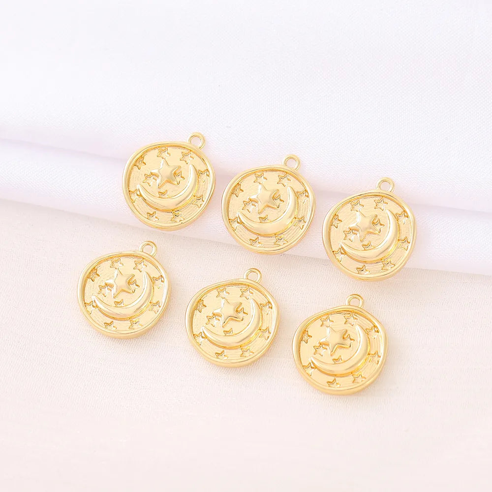 Romantic Simple Style Classic Style Round Star Moon 18K Gold Plated Copper Wholesale Jewelry Accessories