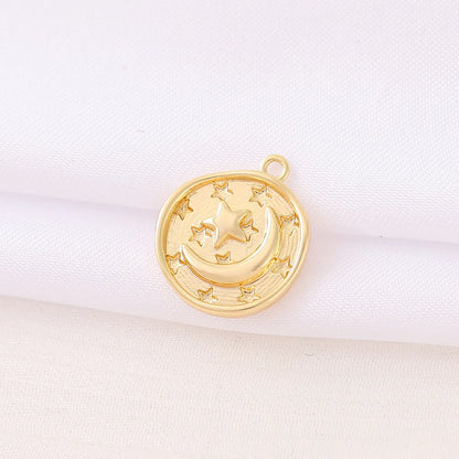 Romantic Simple Style Classic Style Round Star Moon 18K Gold Plated Copper Wholesale Jewelry Accessories