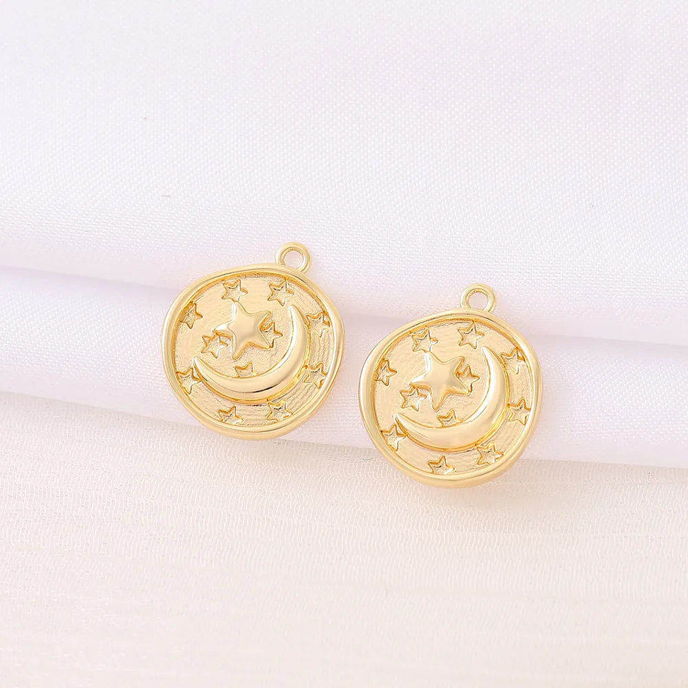 Romantic Simple Style Classic Style Round Star Moon 18K Gold Plated Copper Wholesale Jewelry Accessories