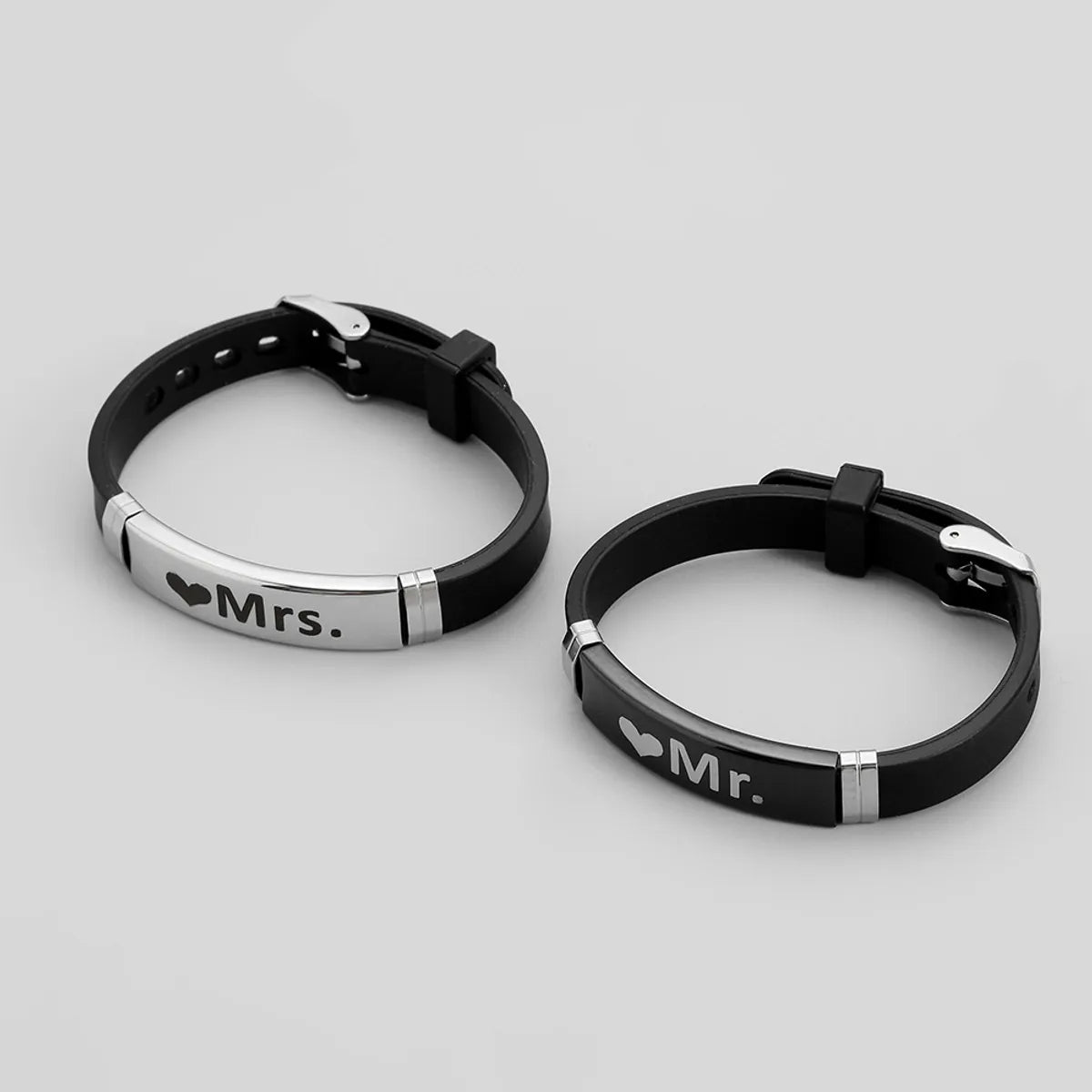 Romantic Simple Style Gesture Stainless Steel Silica Gel Wholesale Wristband