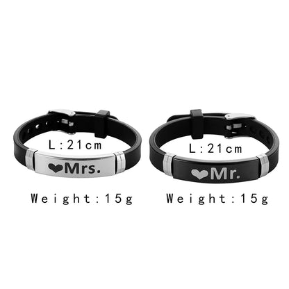 Romantic Simple Style Gesture Stainless Steel Silica Gel Wholesale Wristband