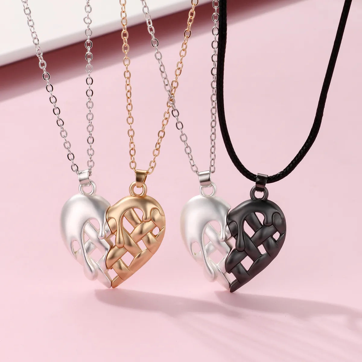 Romantic Simple Style Heart Shape Alloy Handmade Plating Girl'S Pendant Necklace