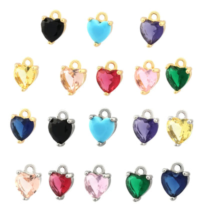 Romantic Simple Style Heart Shape Copper Plating Inlay Zircon 18k Gold Plated Valentine'S Day Charms