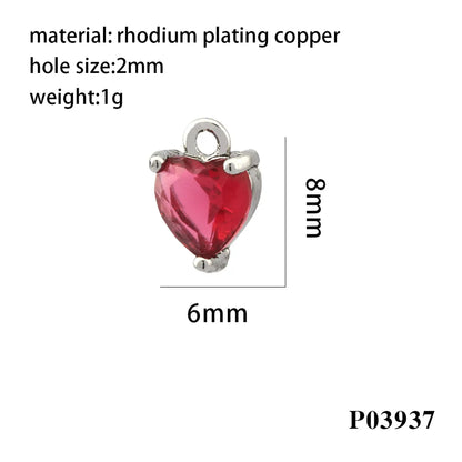 Romantic Simple Style Heart Shape Copper Plating Inlay Zircon 18k Gold Plated Valentine'S Day Charms