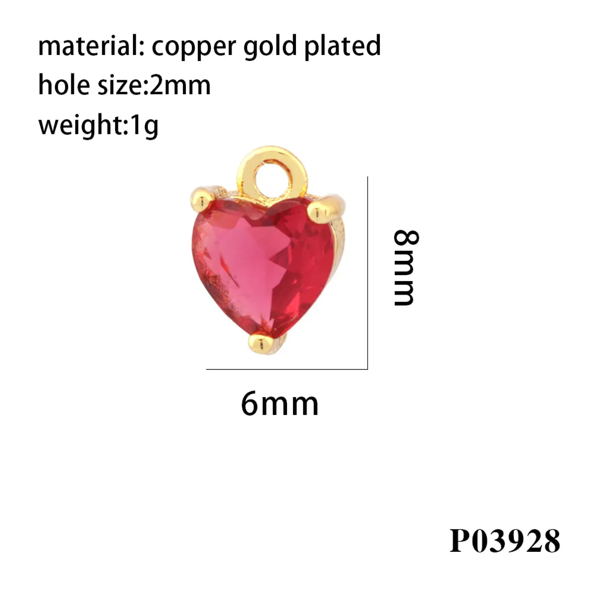 Romantic Simple Style Heart Shape Copper Plating Inlay Zircon 18k Gold Plated Valentine'S Day Charms