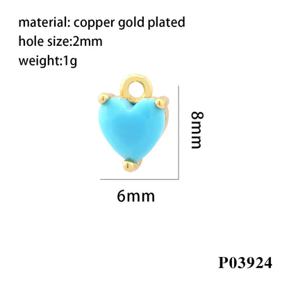 Romantic Simple Style Heart Shape Copper Plating Inlay Zircon 18k Gold Plated Valentine'S Day Charms