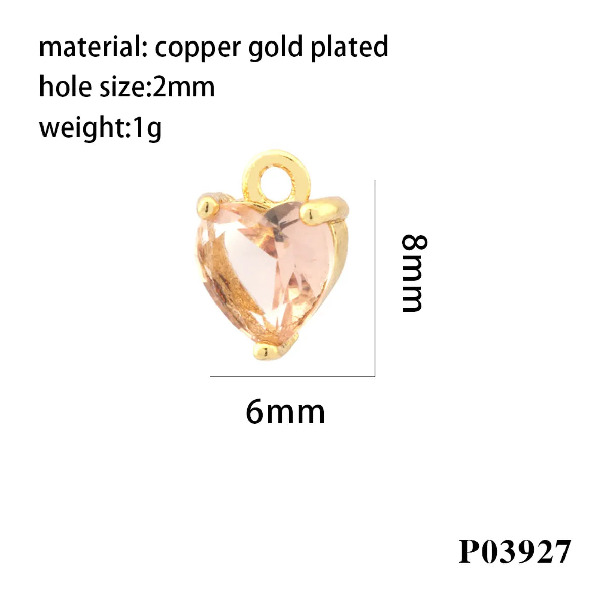 Romantic Simple Style Heart Shape Copper Plating Inlay Zircon 18k Gold Plated Valentine'S Day Charms