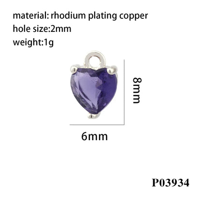 Romantic Simple Style Heart Shape Copper Plating Inlay Zircon 18k Gold Plated Valentine'S Day Charms