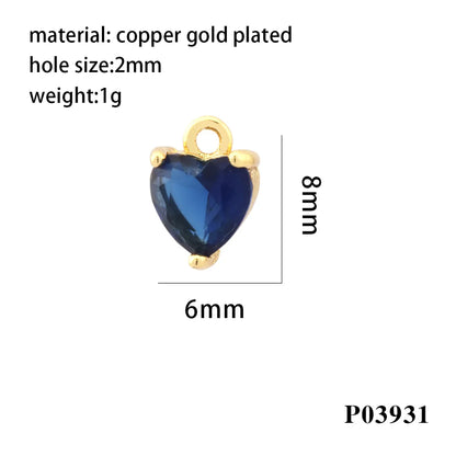 Romantic Simple Style Heart Shape Copper Plating Inlay Zircon 18k Gold Plated Valentine'S Day Charms