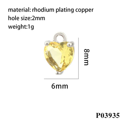 Romantic Simple Style Heart Shape Copper Plating Inlay Zircon 18k Gold Plated Valentine'S Day Charms