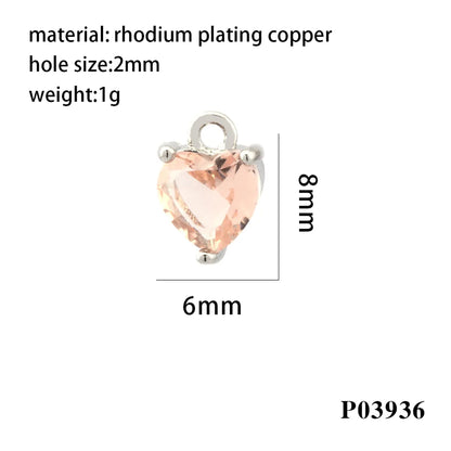 Romantic Simple Style Heart Shape Copper Plating Inlay Zircon 18k Gold Plated Valentine'S Day Charms