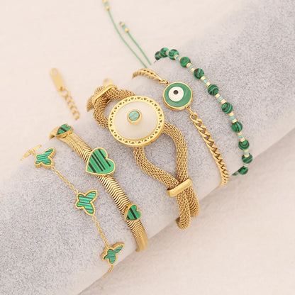 Romantic Simple Style Heart Shape Eye Butterfly Stainless Steel Plating Bracelets