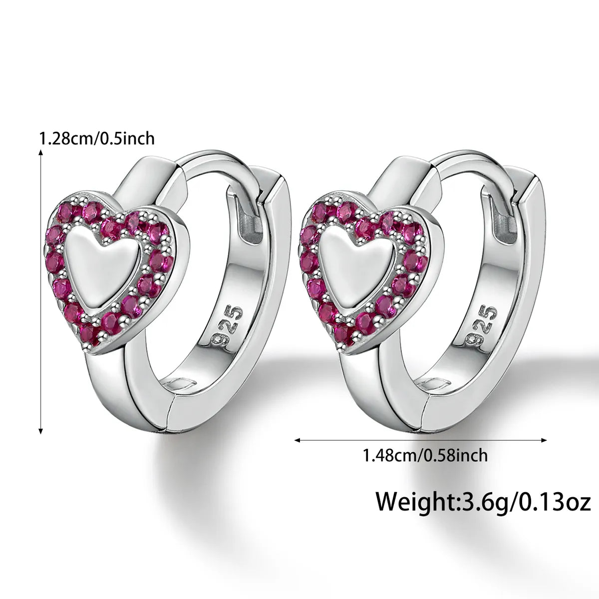 Romantic Simple Style Heart Shape Sterling Silver Plating Inlay Zircon White Gold Plated Women's Rings Earrings