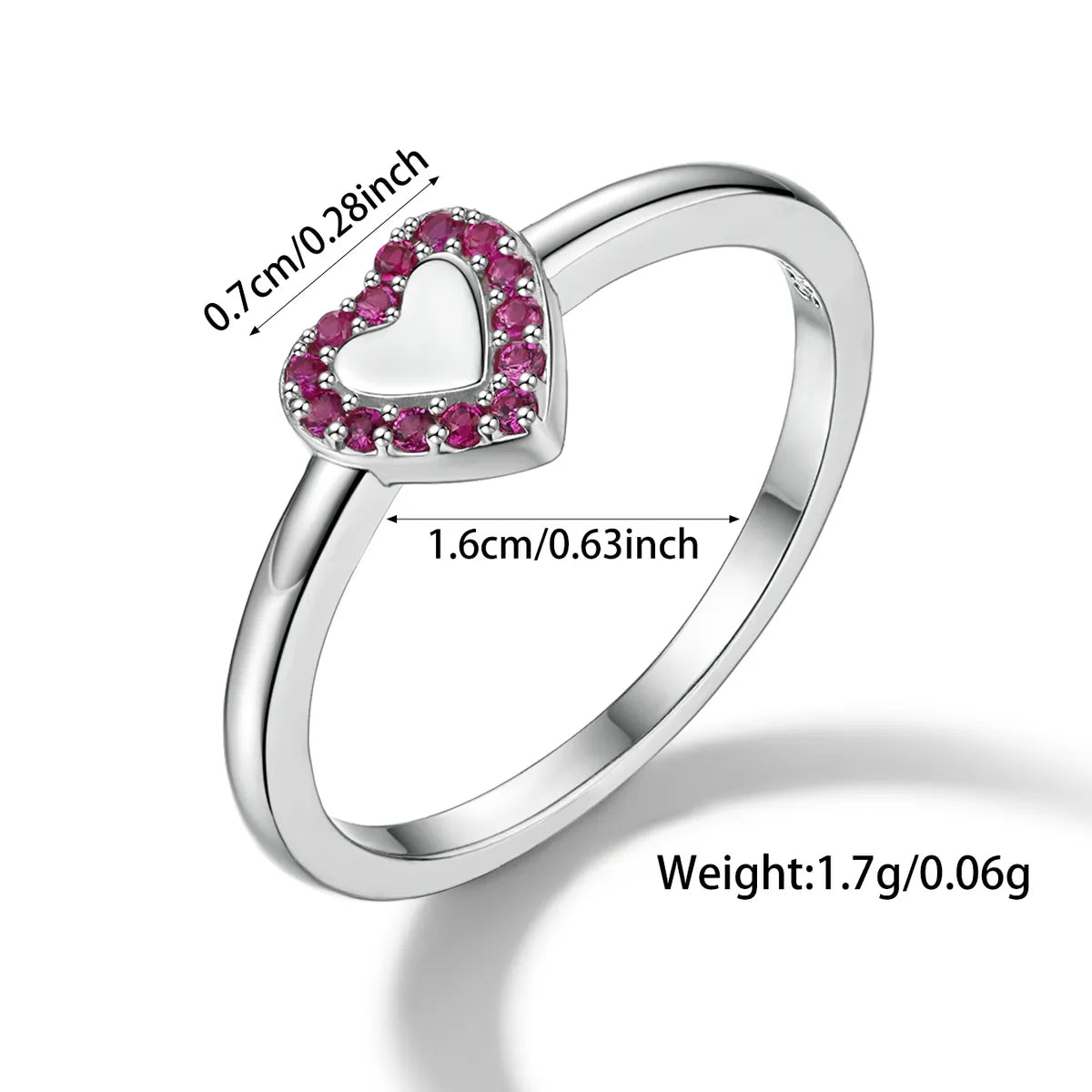 Romantic Simple Style Heart Shape Sterling Silver Plating Inlay Zircon White Gold Plated Women's Rings Earrings