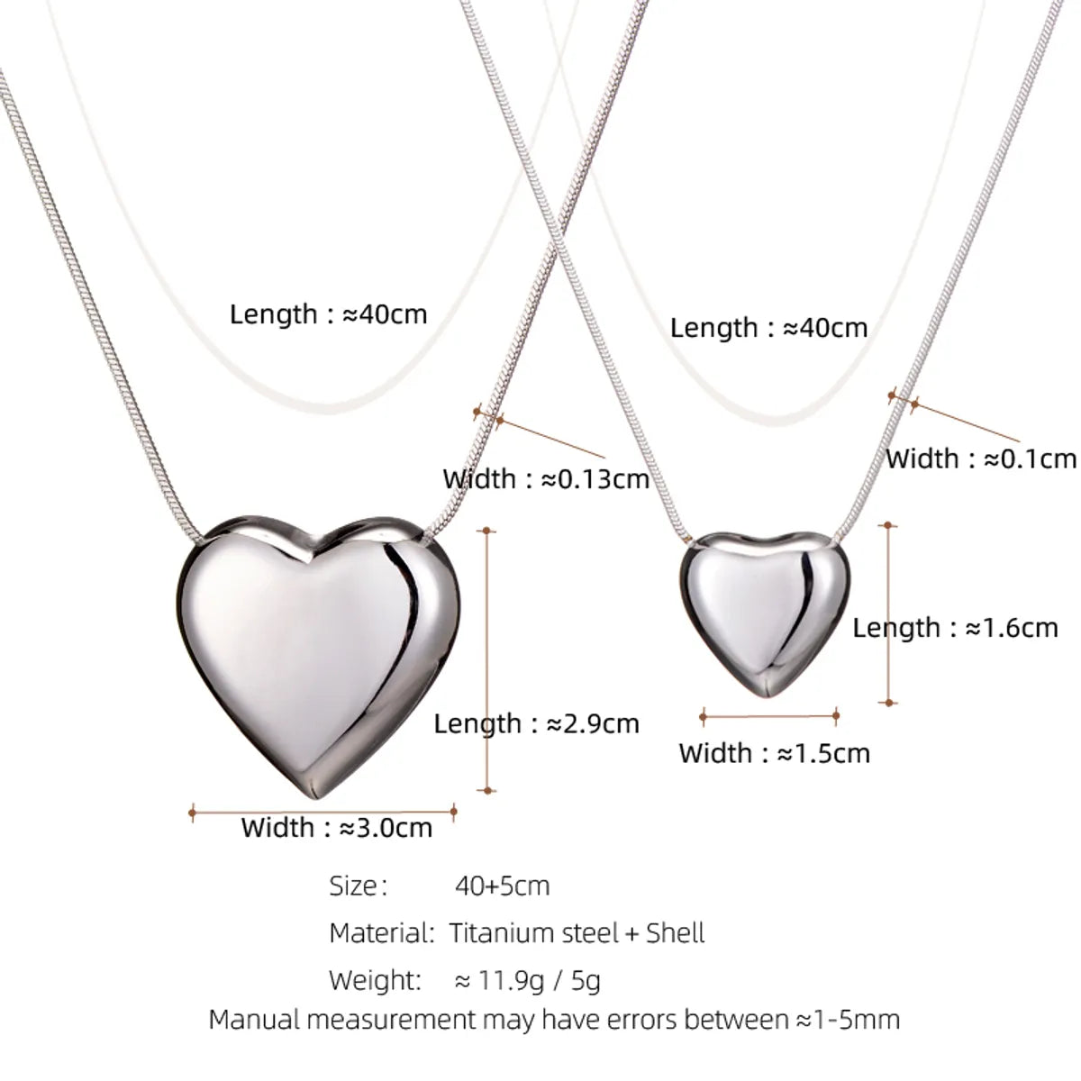 Romantic Simple Style Heart Shape Titanium Steel Plating Pendant Necklace