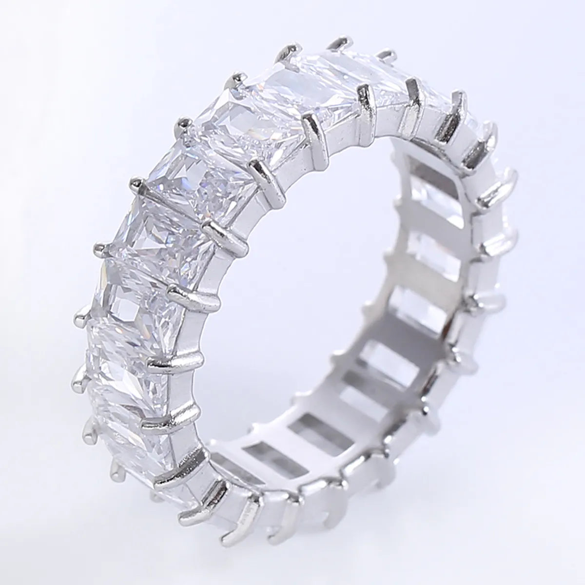 Wholesale Jewelry Romantic Simple Style Solid Color 304 Stainless Steel Zircon Plating Inlay Rings