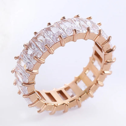 Wholesale Jewelry Romantic Simple Style Solid Color 304 Stainless Steel Zircon Plating Inlay Rings