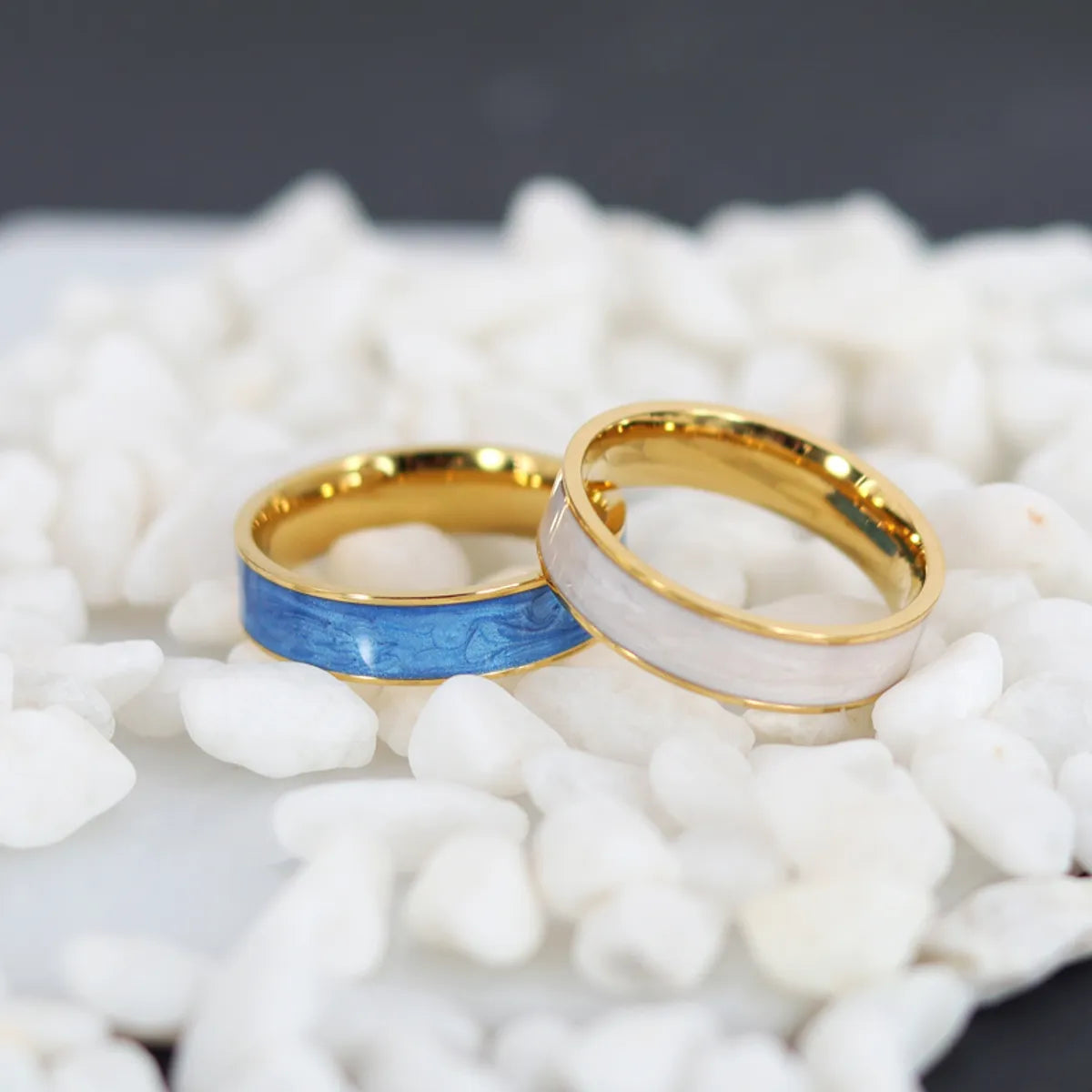 Romantic Sweet Commute Solid Color Titanium Steel Enamel Plating 18k Gold Plated Rings