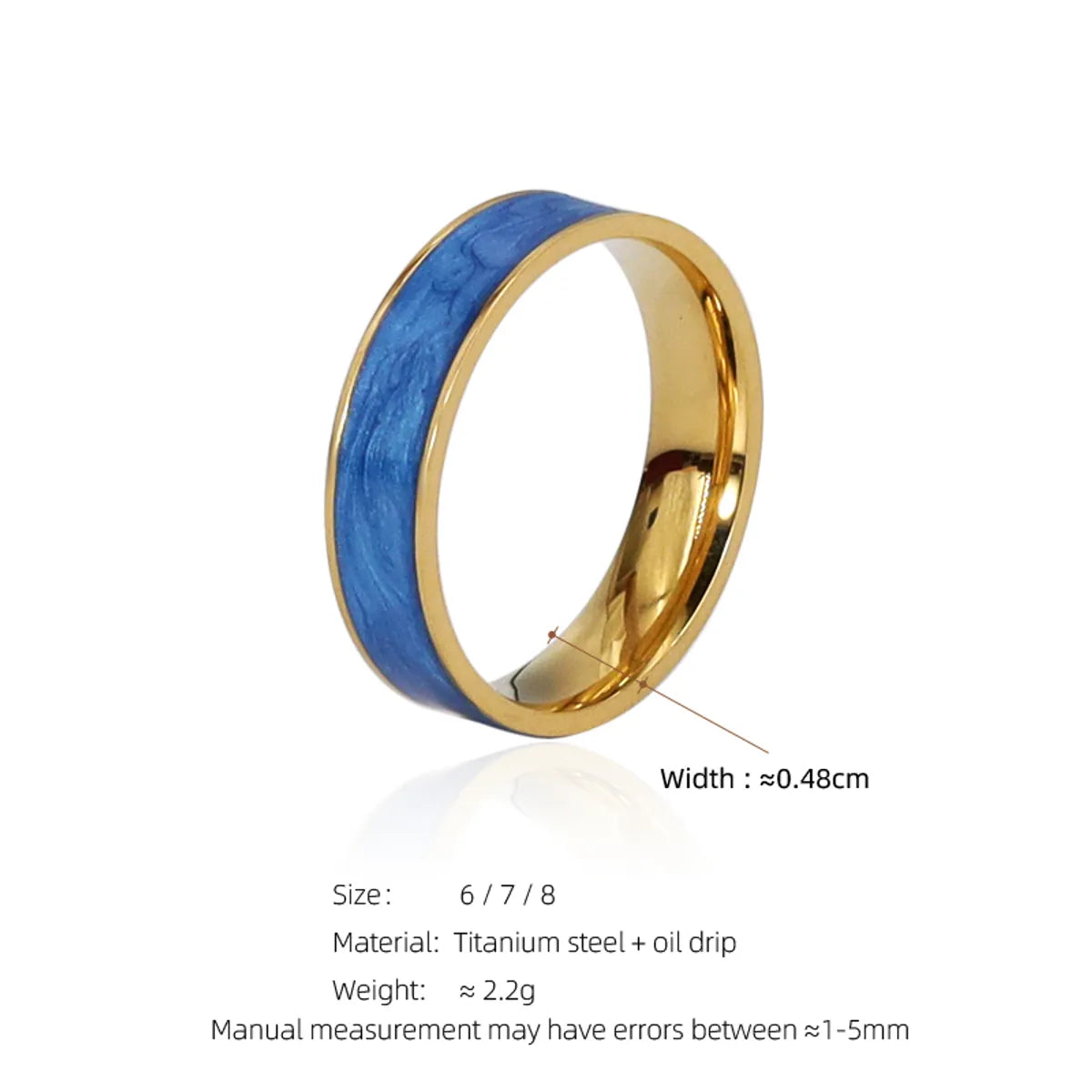 Romantic Sweet Commute Solid Color Titanium Steel Enamel Plating 18k Gold Plated Rings