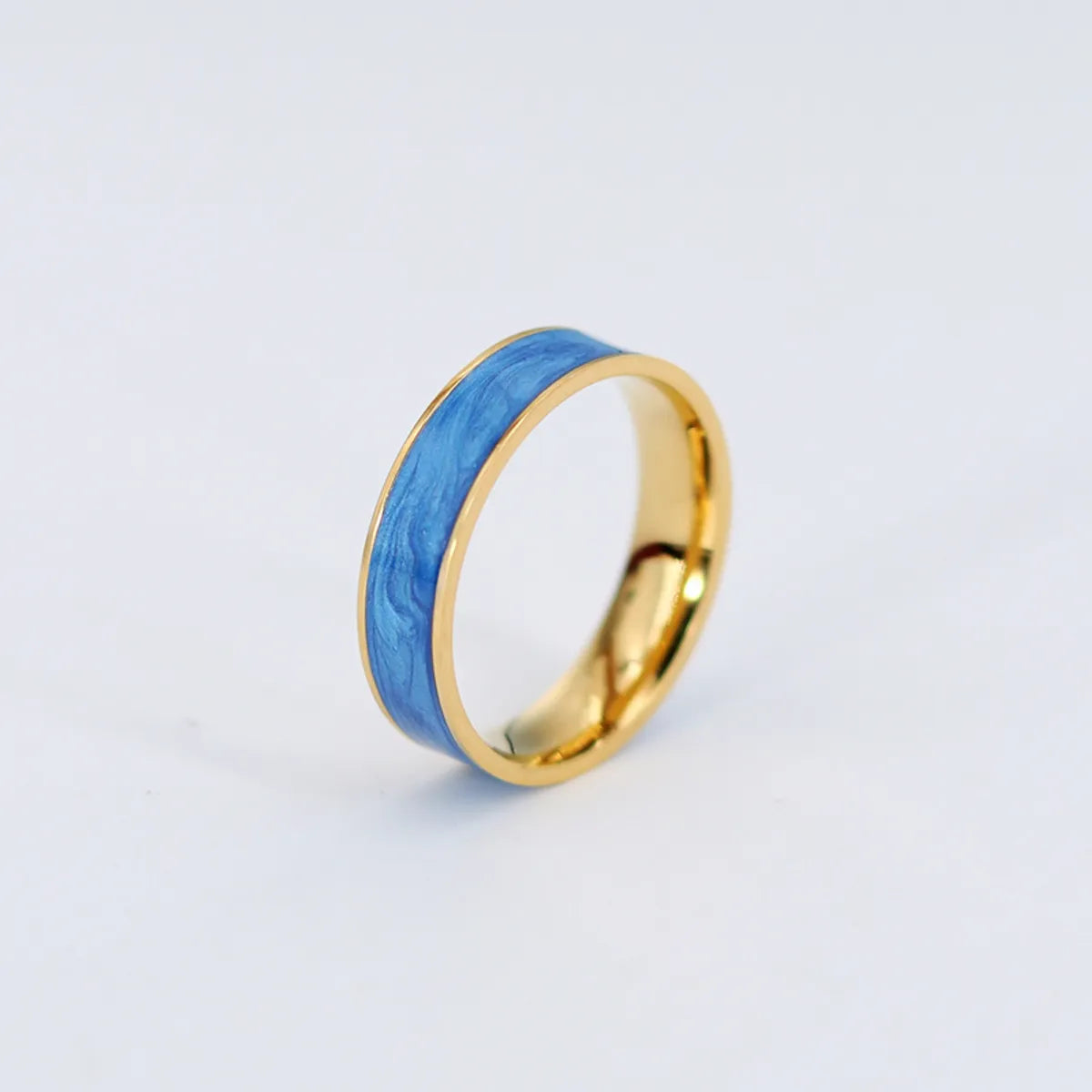 Romantic Sweet Commute Solid Color Titanium Steel Enamel Plating 18k Gold Plated Rings