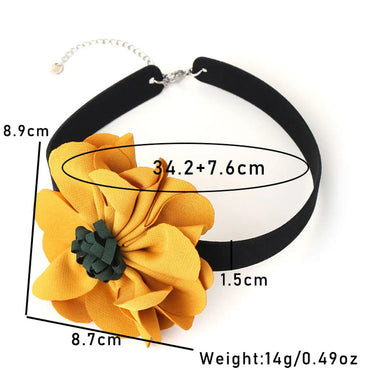 Romantic Sweet Flower Stainless Steel Cloth Velvet Handmade Women's Choker