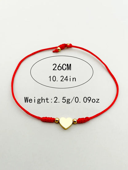 Romantic Sweet Heart Shape Stainless Steel Rope Plating 14k Gold Plated Bracelets