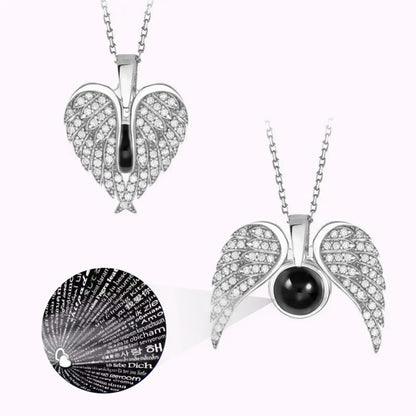 Romantic Sweet Heart Shape Wings Alloy Titanium Steel Valentine's Day Unisex Pendant Necklace