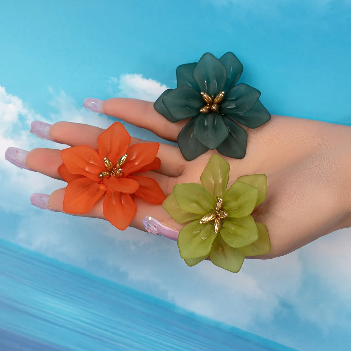 Romantic Sweet Pastoral Flower Arylic Women'S Rings