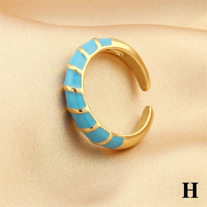 Romantic Sweet Twist Copper Enamel Plating 18k Gold Plated Open Rings