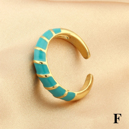 Romantic Sweet Twist Copper Enamel Plating 18k Gold Plated Open Rings