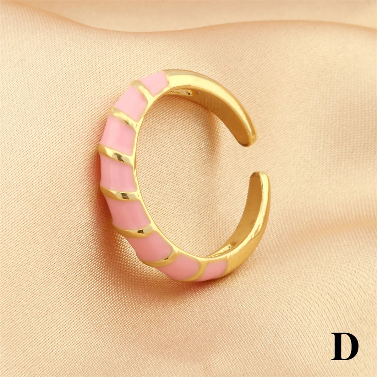 Romantic Sweet Twist Copper Enamel Plating 18k Gold Plated Open Rings