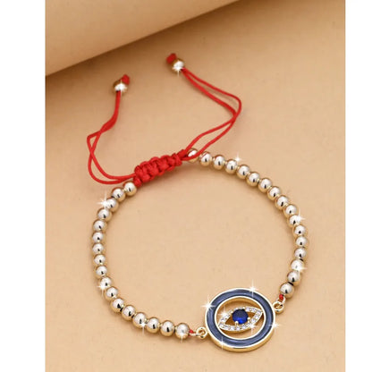 Rope Copper Enamel Hollow Out Inlay Eye Zircon Bracelets