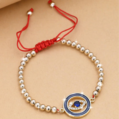 Rope Copper Enamel Hollow Out Inlay Eye Zircon Bracelets