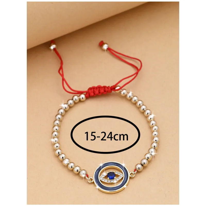 Rope Copper Enamel Hollow Out Inlay Eye Zircon Bracelets