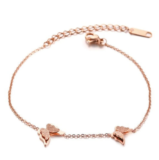 Rose Gold Butterfly Forest Simple Anklet