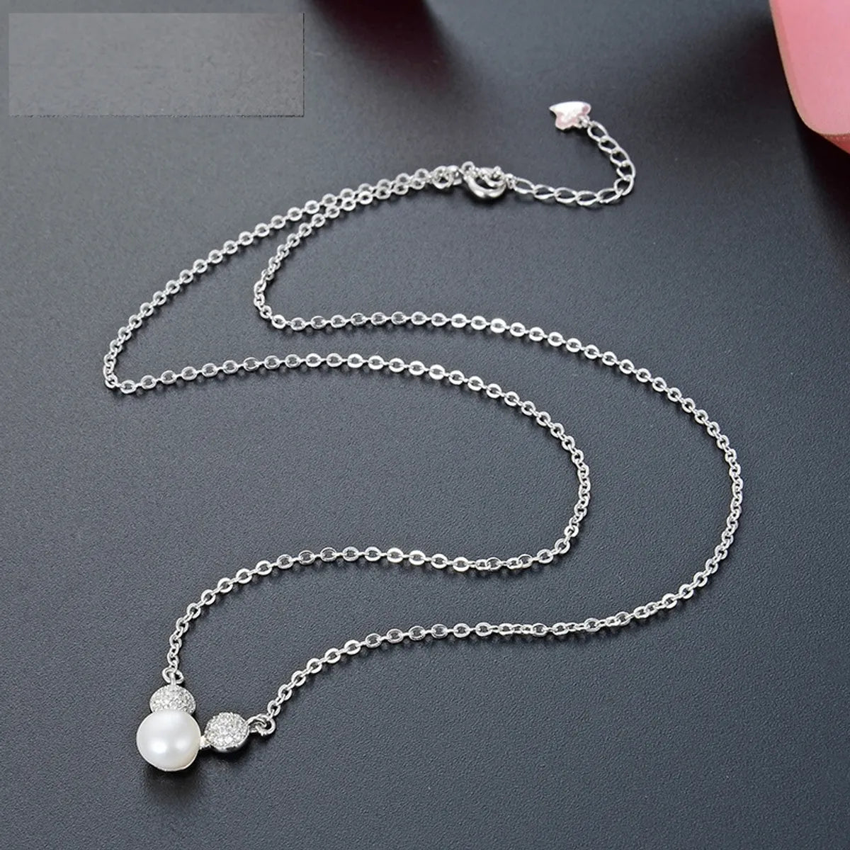 Rose Gold Mouse Pearl S925 Silver Necklace Korean Creative Inlaid Rhinestone Necklace Wholesale