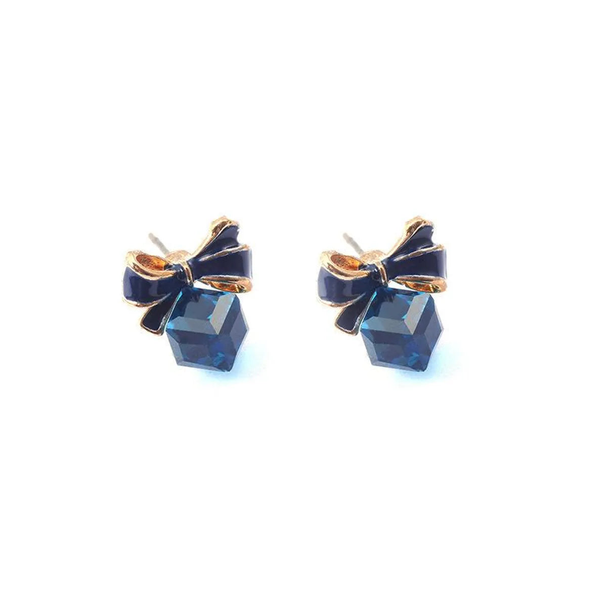 Rubik Cube Box Bow Earrings Hypoallergenic Earrings Wholesale Crystal