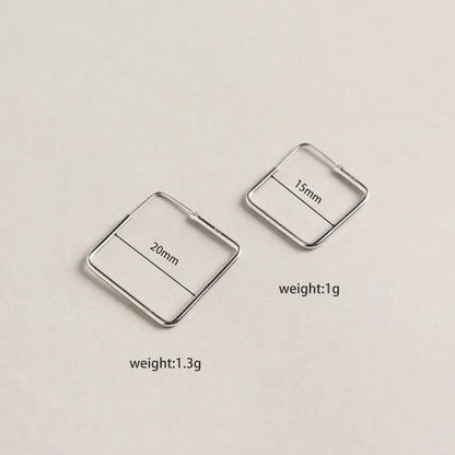 S925 Silver Earrings Korean Minimalist Geometric Square Personalized Square Earrings