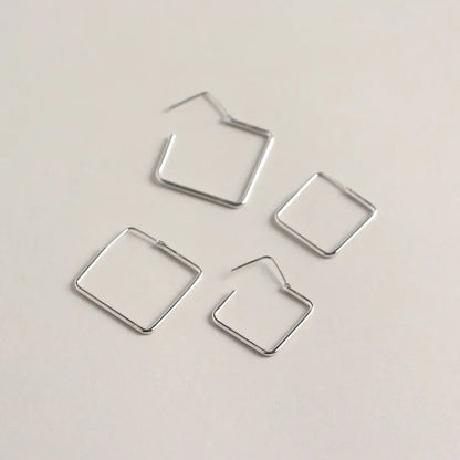 S925 Silver Earrings Korean Minimalist Geometric Square Personalized Square Earrings