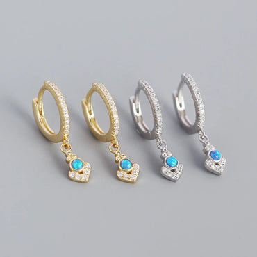 S925 Silver Geometric Blue Opal Ear Buckle Wholesale Gooddiy