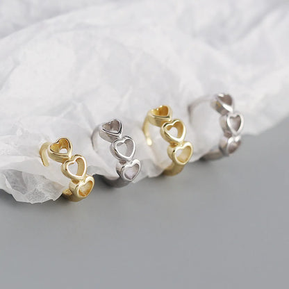 S925 Silver Hollow Heart-shaped Ear Clip Wholesale Hello Jewelry